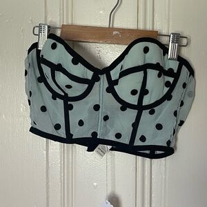 Topshop polka dot corset babyblue size 8